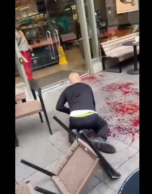 Vancouver, Canada. The man in this video who stabs another man to death (in front of the victim's wife & young daughter) is Inderdeep Singh Gosal. Peaceful #Khalistan activist. Canada is realizing that they have been breeding these khalistani ter