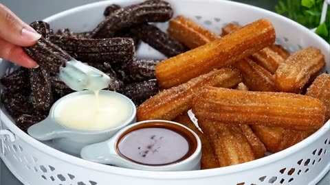 With one egg and homemade ingredients, Spanish churros are a delicious dessert with chocolate sauce