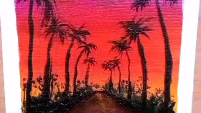 Easy Sunset Painting _ Painting tutorial for beginners