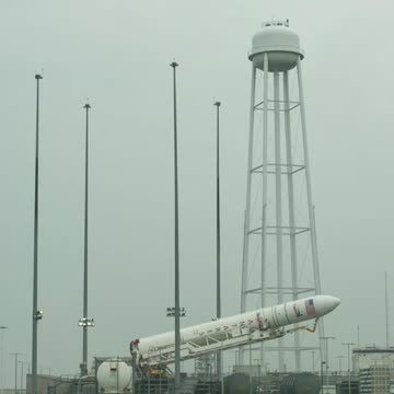 Antares Rocket Raised on Launch Pad #spaceexploration #nasa