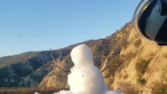 Stanley the snowmans journey out of Idyllwild, CA