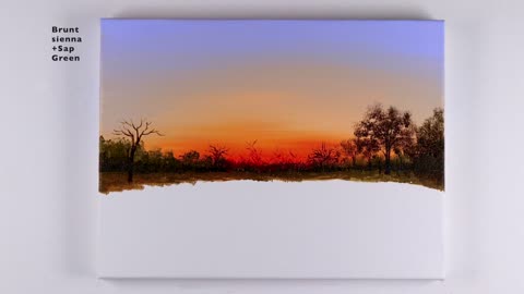 Sunset Painting | Sunset Landscape Painting | Sunset on the Lake Acrylic Painting