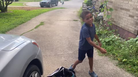 Cam got his football gear.