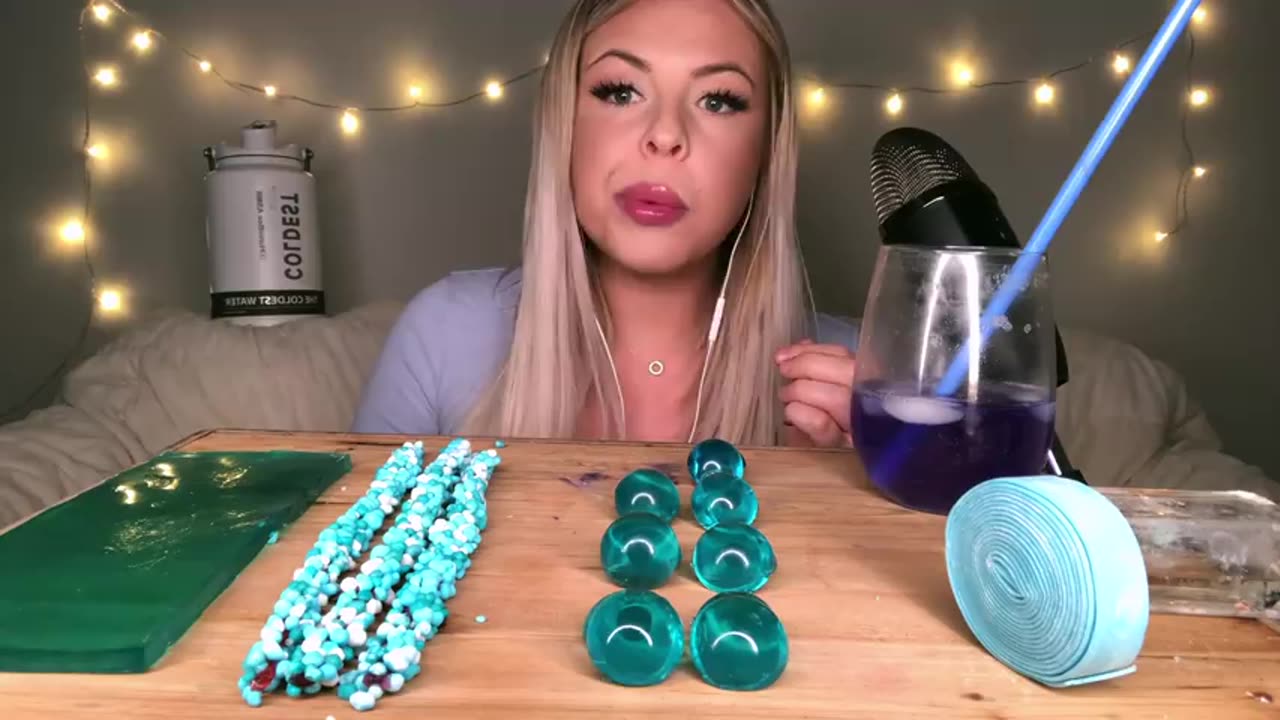 MOST POPULAR FOOD FOR ASMR *BLUE FOOD* SHEET JELLY, BUTTERFLY TEA, ROPE JELLY, ROCK CANDY MUKBANG 먹방