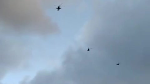 Russian helicopter flying to the border of Ukraine.