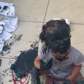 Daughter makes a mess with Gouache paint....