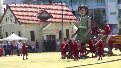 Day 3. The Giants. Diver and Little Girl Giant in Perth. Royal de Luxe. Perth, Australia