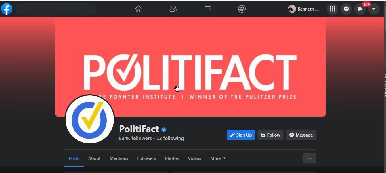 Our Facebook group 'Brian Peckford' is under 'Fact Checker's' Radar