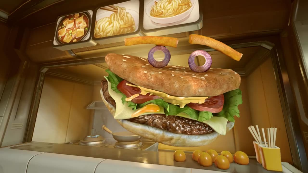 Burger Animated In The Kitchen
