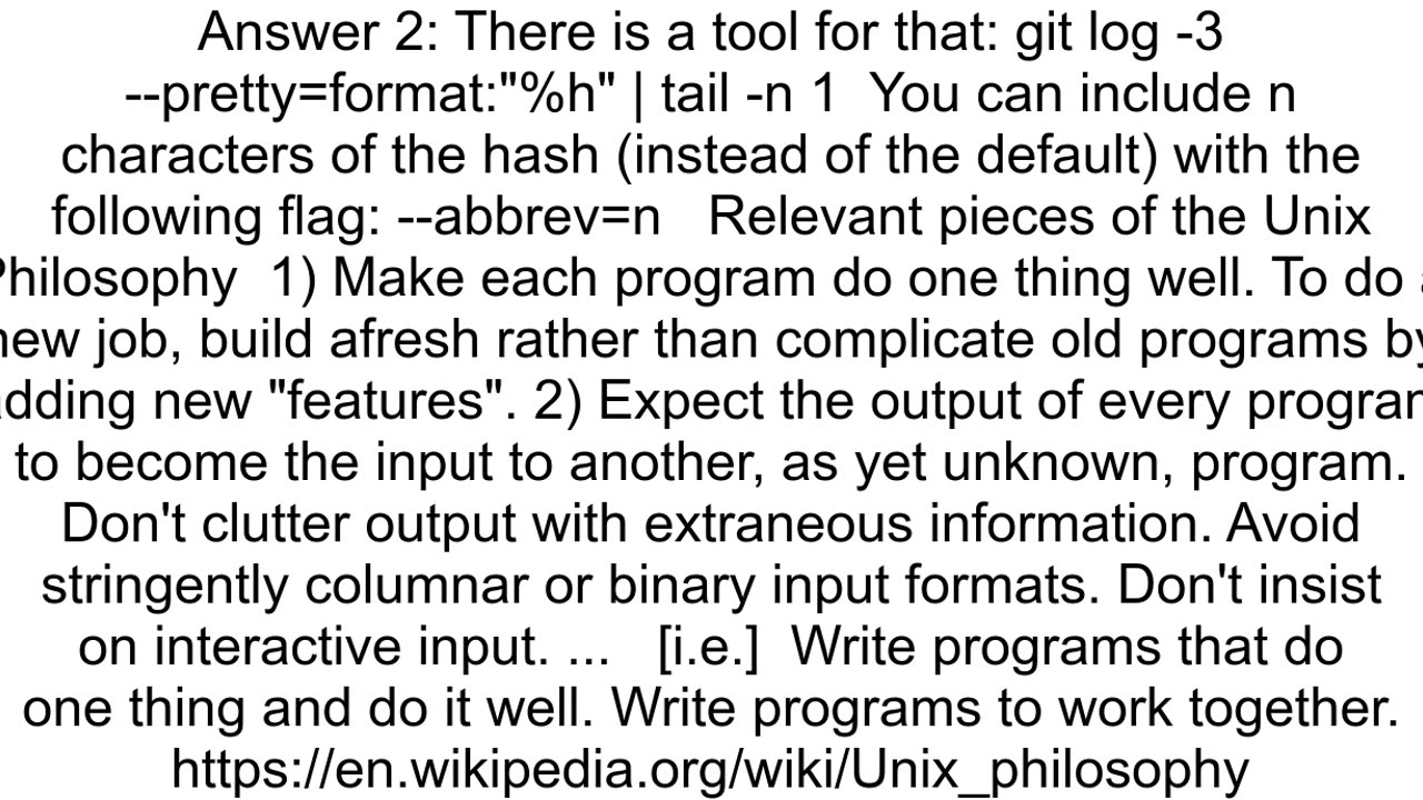 git log show one commit id only
