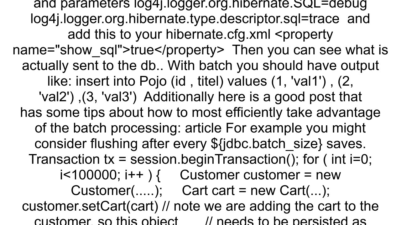 Hibernate how to verify if batch insert is really performed