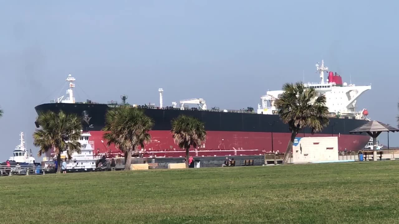 Ship Fida from the Marshall islands coming in to Port Aransas, Texas. 330 meters (1,100').