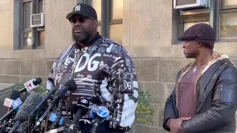 BLM New York gave a press conference outside trial of Daniel Penny.