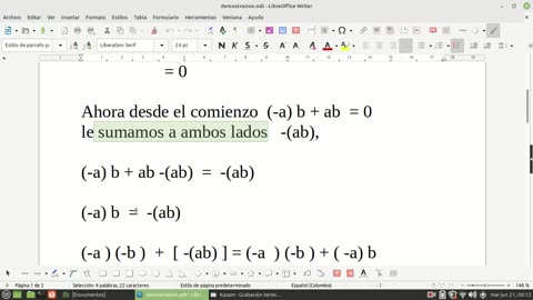 Demostración. El producto de 2 números negativos es un un número positivo