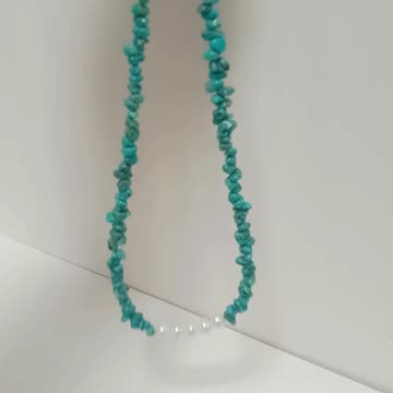 Free-shape Natural turquoise and beautiful pearl beads pendant necklace full strand gift for mom