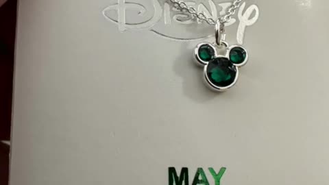 Disney Parks Mickey Mouse May Faux Emerald Birthstone Silver Color Necklace #shorts