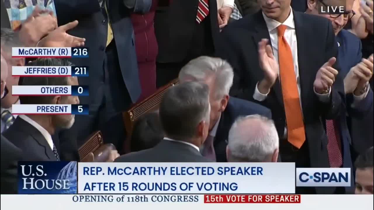 Kevin McCarthy Elected Speaker of the House After 4 Days, 15 Ballots, One Scuffle