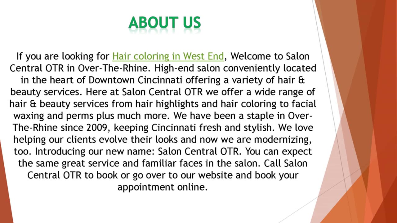 If you are looking for Hair coloring in West End