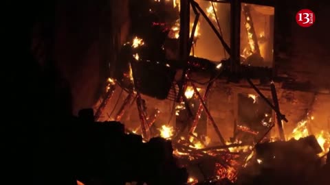 Drone video shows blaze engulfing building in Mykolaiv after Russian attack