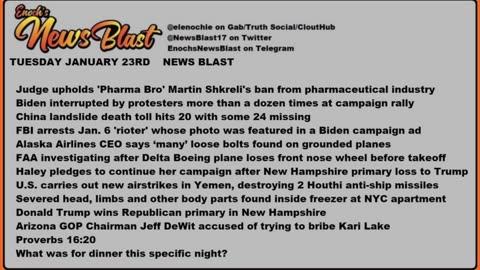 Tuesday, January 23, 2024 News Blast.