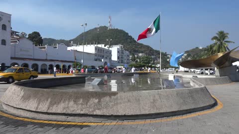 Mexico Manzanillo tourists on waterfront