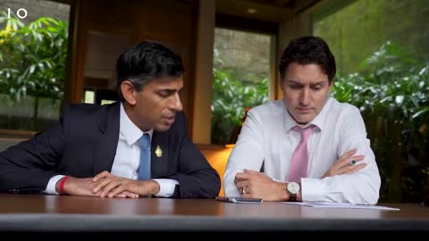 Justin Trudeau and UK Prime Minister Rishi Sunak speak with Volodymyr Zelenskyy