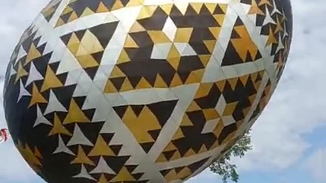 The Vegreville egg is a giant sculpture of a pysanka, a Ukrainian-style Easter egg.