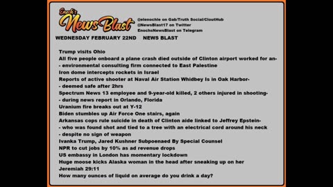 Wednesday, February 22, 2023 News Blast #Enoch #NewsBlastReading #NBR