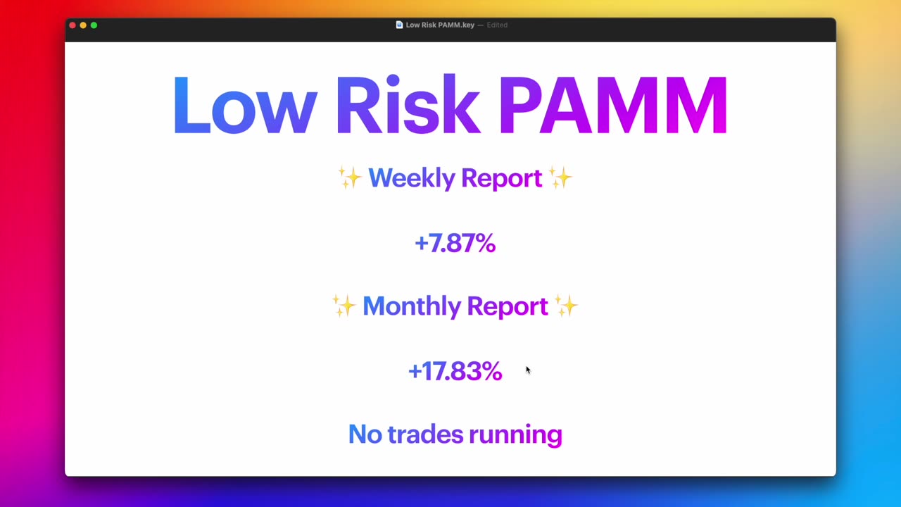 $1800 Profit! 18% Increase Low Risk PAMM Update