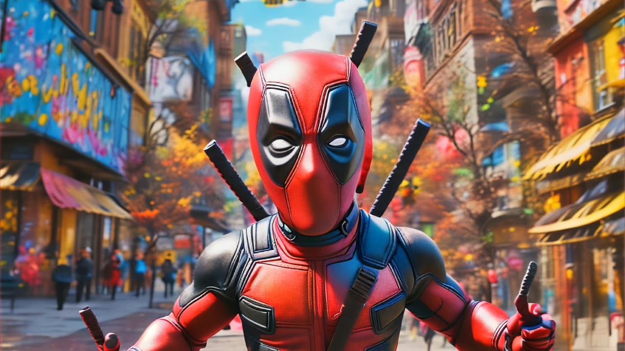 AI Generated Video of DeadPool doing Crimes in the Colourful New York city || follow @letmerap4u