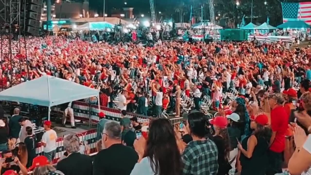 Sold out Rally in Hialeah People rushed from bleachers to field area Got almost everyone in