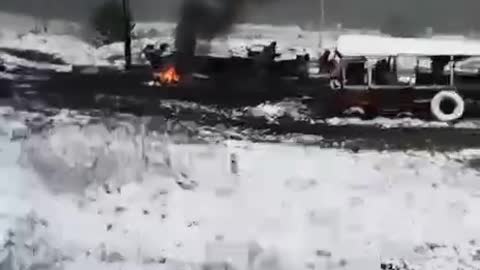 V.S.U. convoy after shelling.