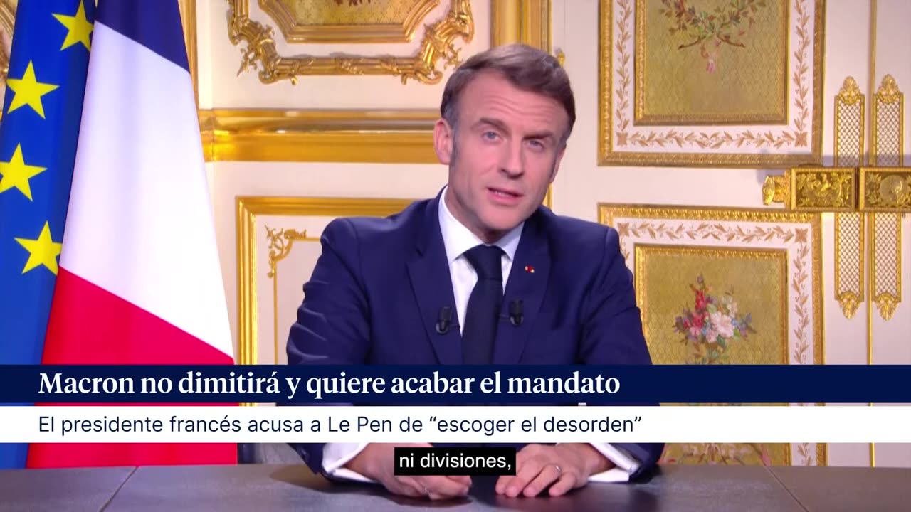 Macron anuncia que no dimitirá y acabará su mandato