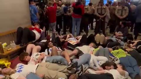 Teenage kids protest in USA for gun control in the state capitol