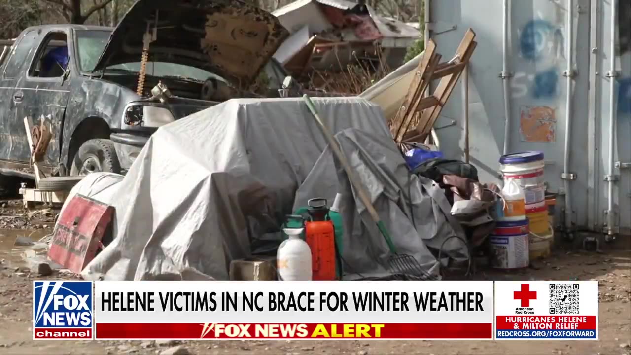 Snowing in NC: FEMA says no one is in tents, reporter is literally talking to them.