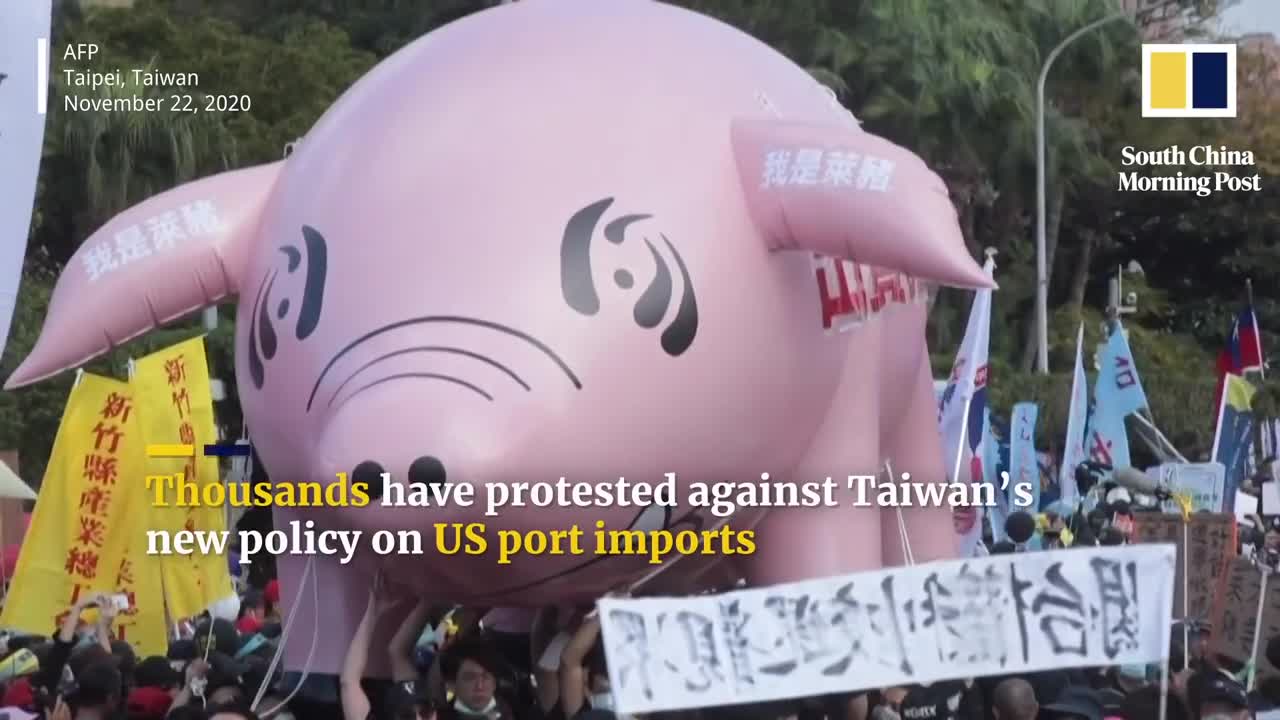Thousands of protesters in Taiwan rally against imports of US pork with controversial additive