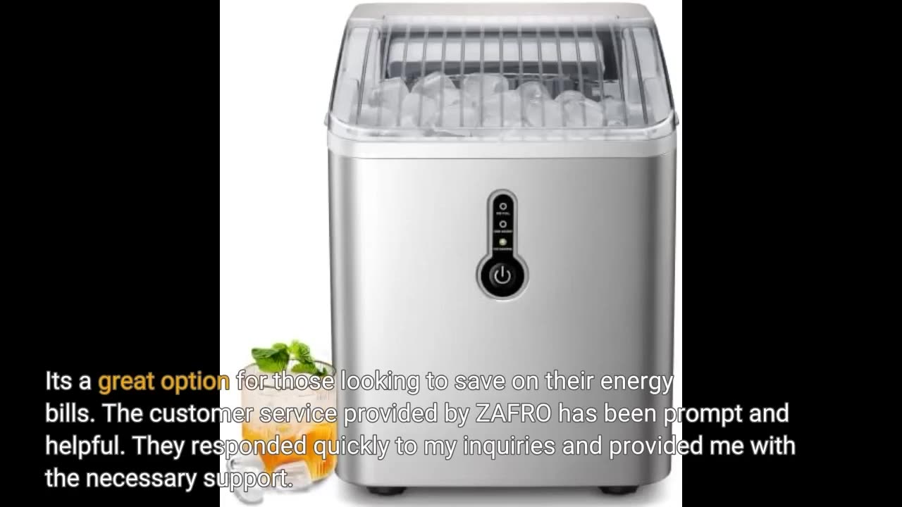 ZAFRO Ice Maker Countertop, Portable Ice Maker with Self-Cleaning, 26Lbs/24Hrs, 9 Cubes Ready i...