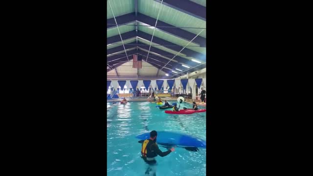 Woman has epic kayak fail during pool practice