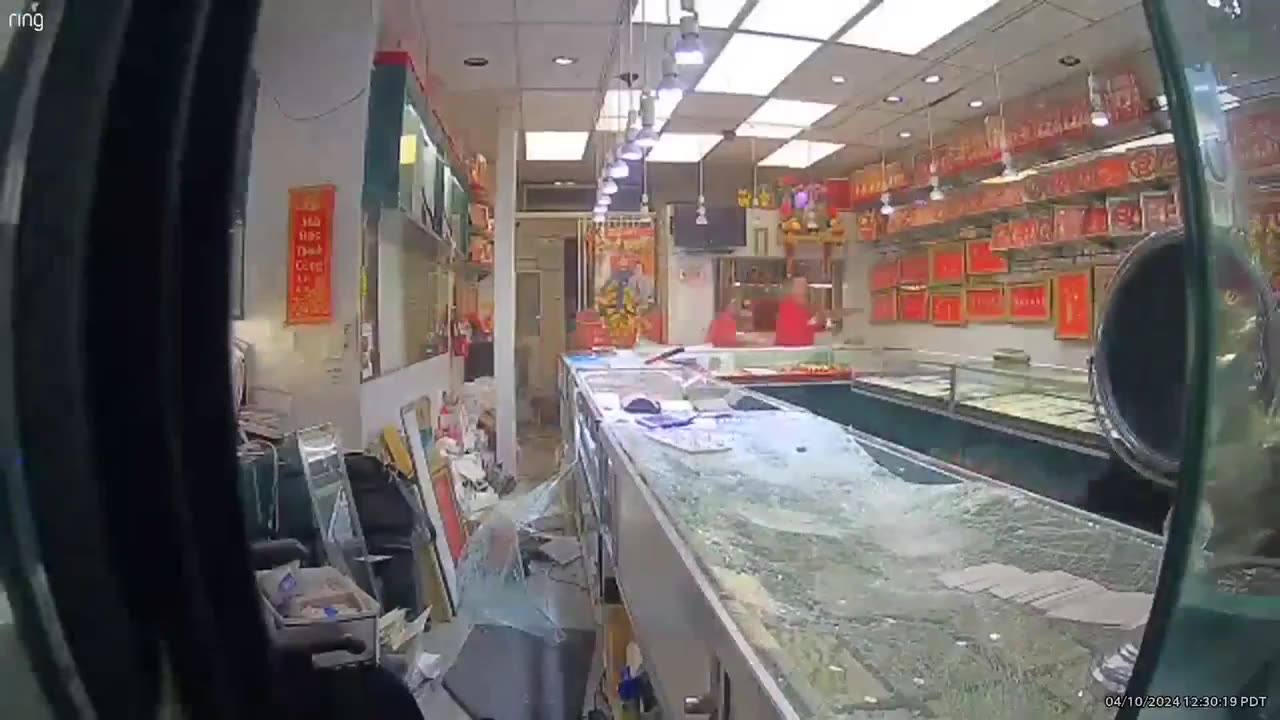 A mob of thieves rob a jewelry store in broad daylight in Oakland, California