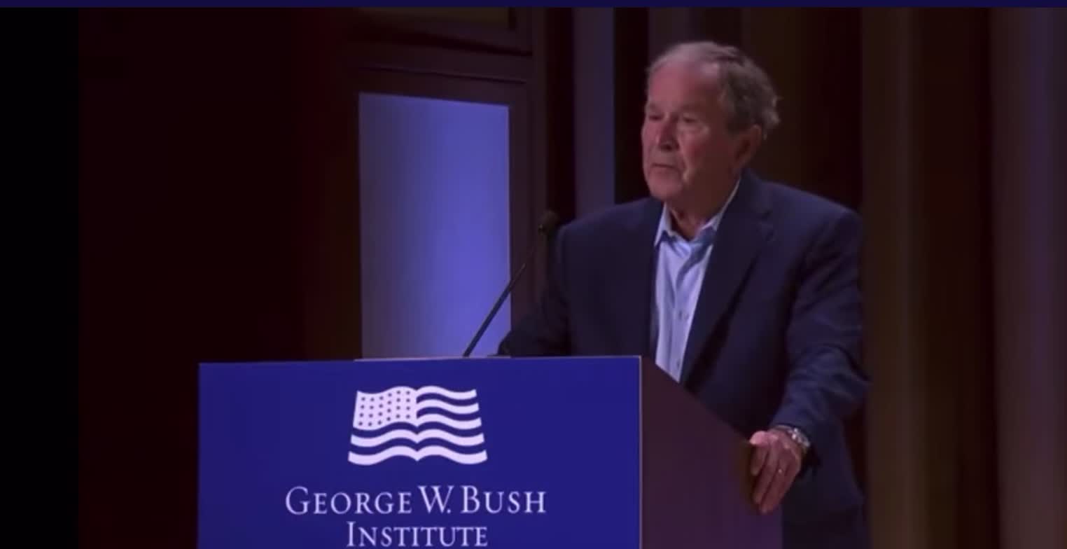 GW Bush says "Iraq" instead of "Ukraine" when talking about unjustified invasions