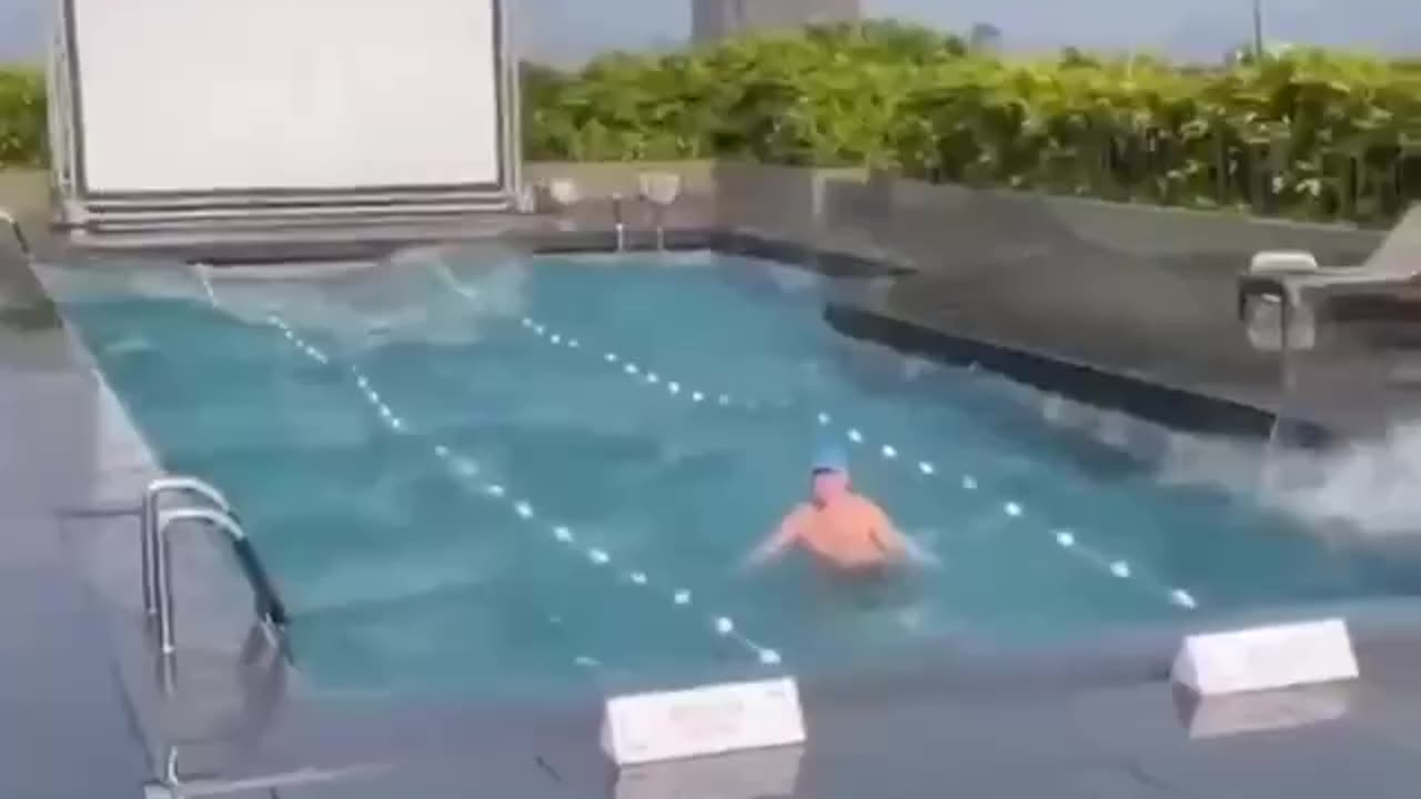 Mini Tsunami at a pool in Taiwan