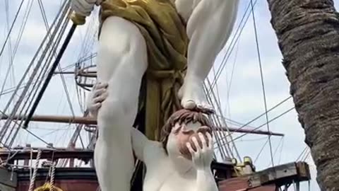 The Neptune, a ship replica of a 17th-century Spanish galleon moored in Genoa, Italy. Part 01