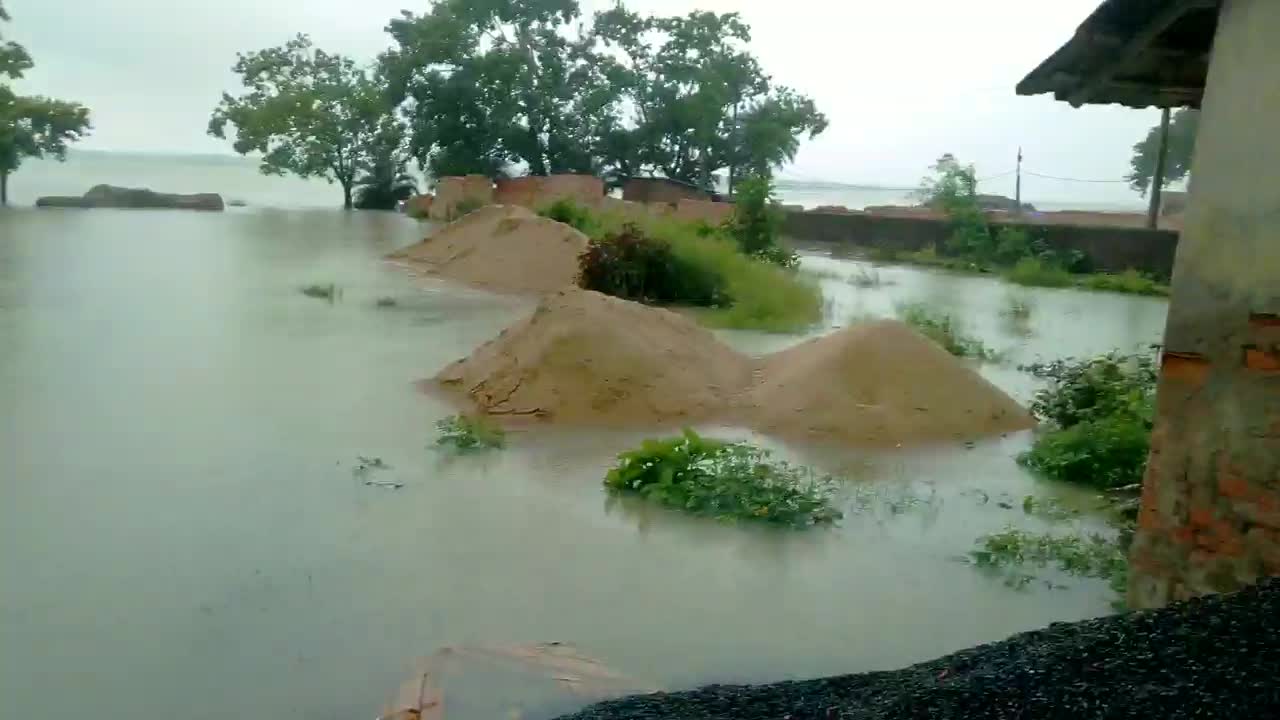 The village is in a state of flood due to heavy rainfall.see that