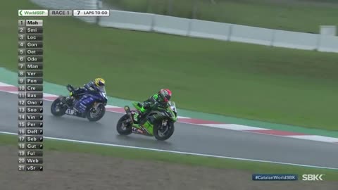 Rain cause havoc in the CLOSING MOMENTS of #WorldSSP Race 1 at Barcelona in 2020 | #CatalanWorldSBK