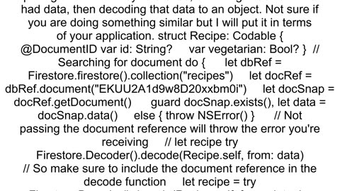 Decoding Is Not Supported quotDocumentID values can only be decoded with FirestoreDecoderquot