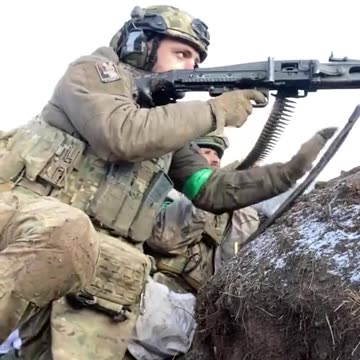 Firing from a German MG-3 machine gun at the enemy in Bakhmut.