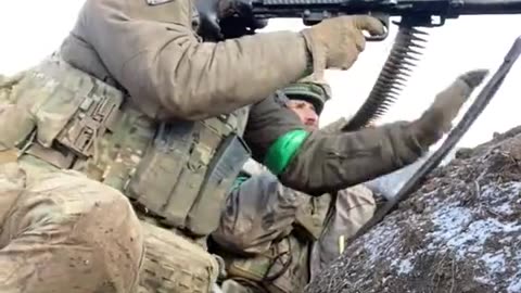 Firing from a German MG-3 machine gun at the enemy in Bakhmut.