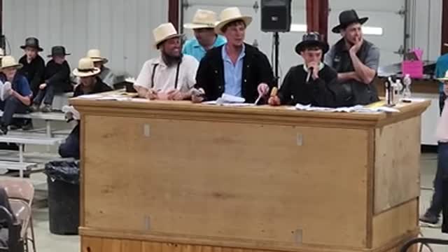 11 yr old auctioneers at Middlefield Ohio standardbred driving horse sale. May 28 2022