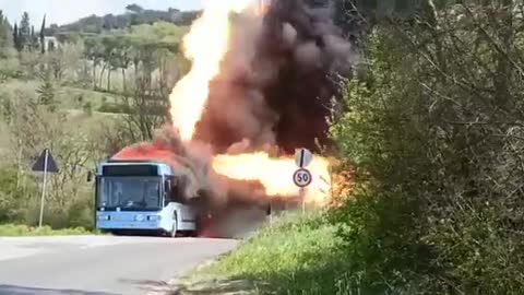 Bus fire caught on film
