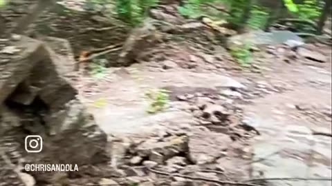 STORM WASHED OUT TRAIL BY BRIDGE